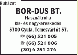   - Ruházat Bor-Dus Bt.